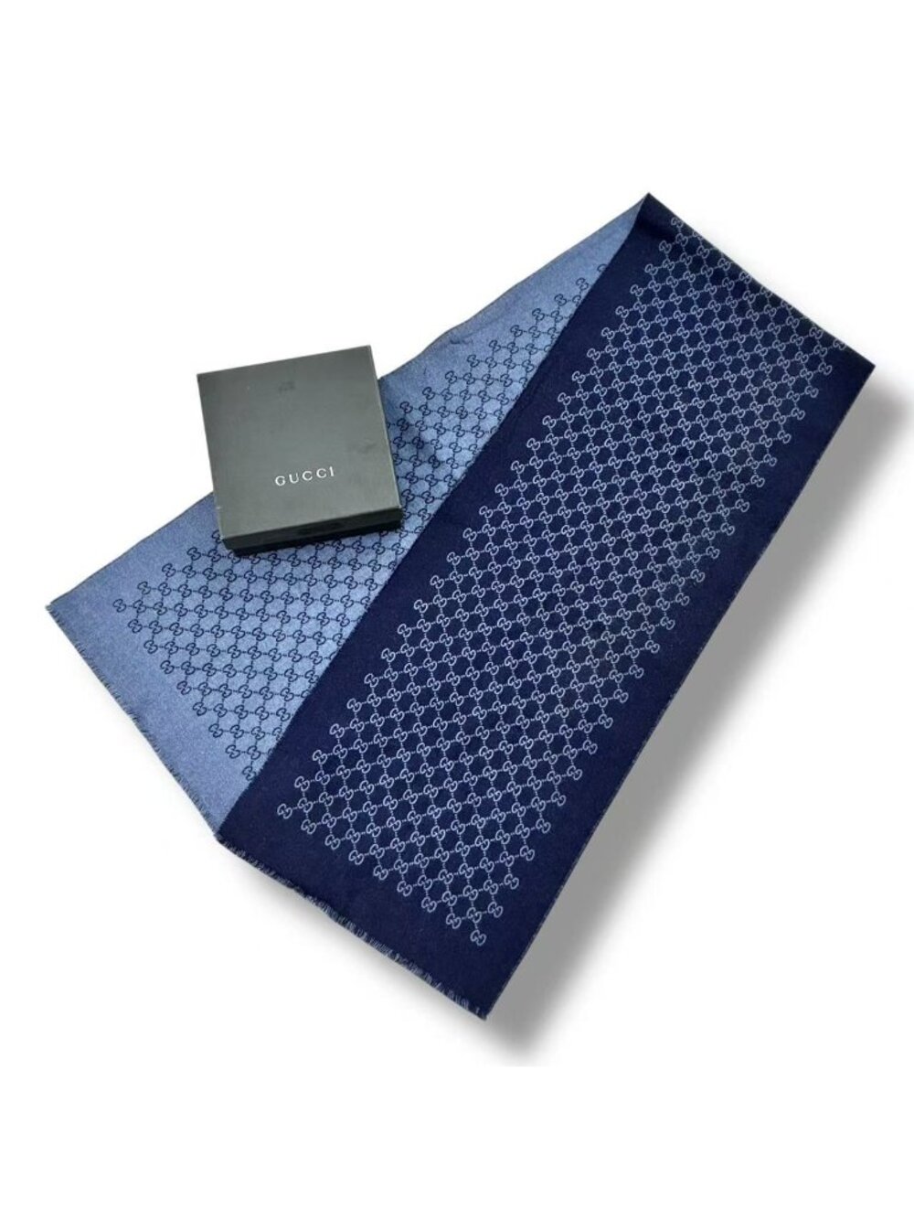 Gucci Shawl Scarf GG Logo Blue